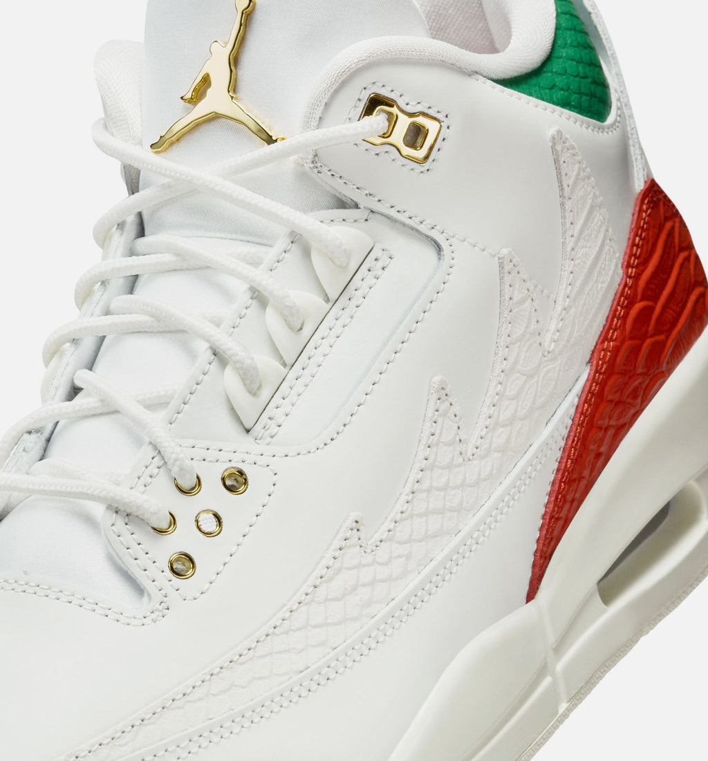 Air Jordan 3 Retro El Vuelo Men's Shoe - Summit White/Pine Green/Dragon Red/Metallic Gold