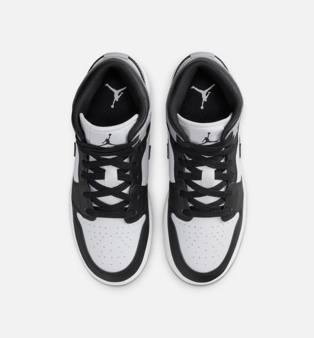 Air Jordan 1 Mid Grade School Shoe - White/Light Smoke Grey/Black