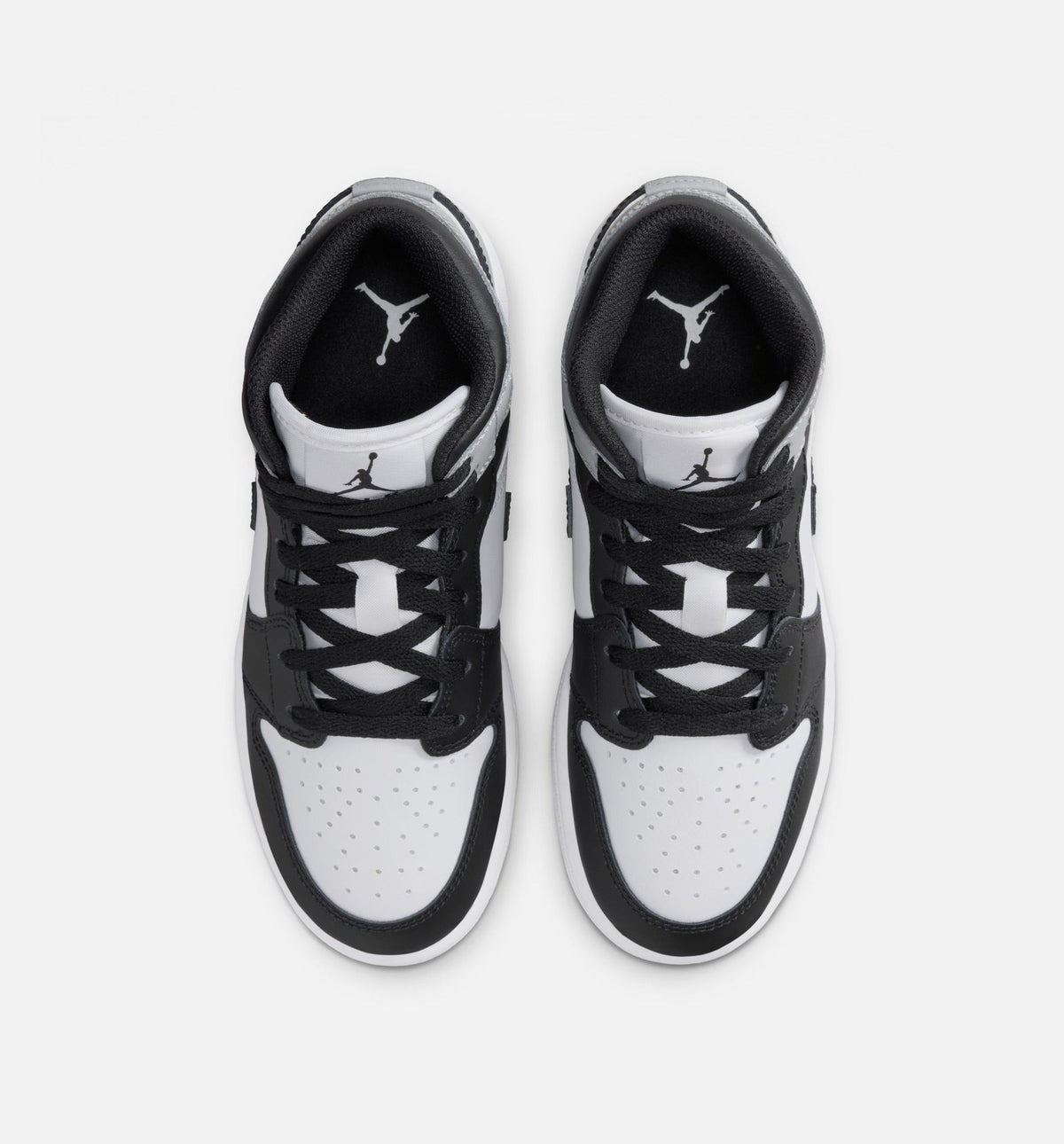 Air Jordan 1 Mid Grade School Shoe - White/Light Smoke Grey/Black