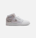 Air Jordan 1 Mid SE Grade School Shoe - White/Field Silver
