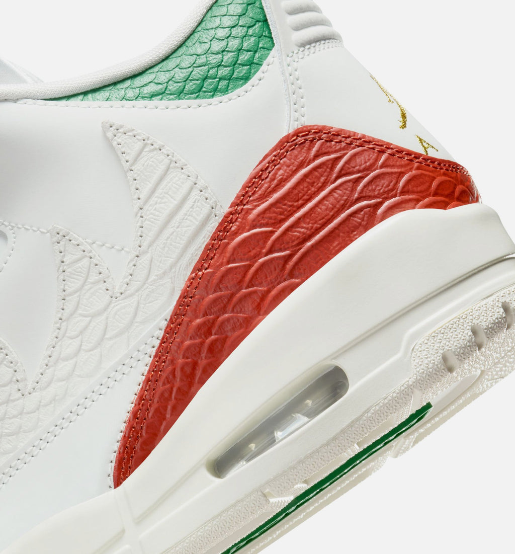 Air Jordan 3 Retro El Vuelo Men's Shoe - Summit White/Pine Green/Dragon Red/Metallic Gold