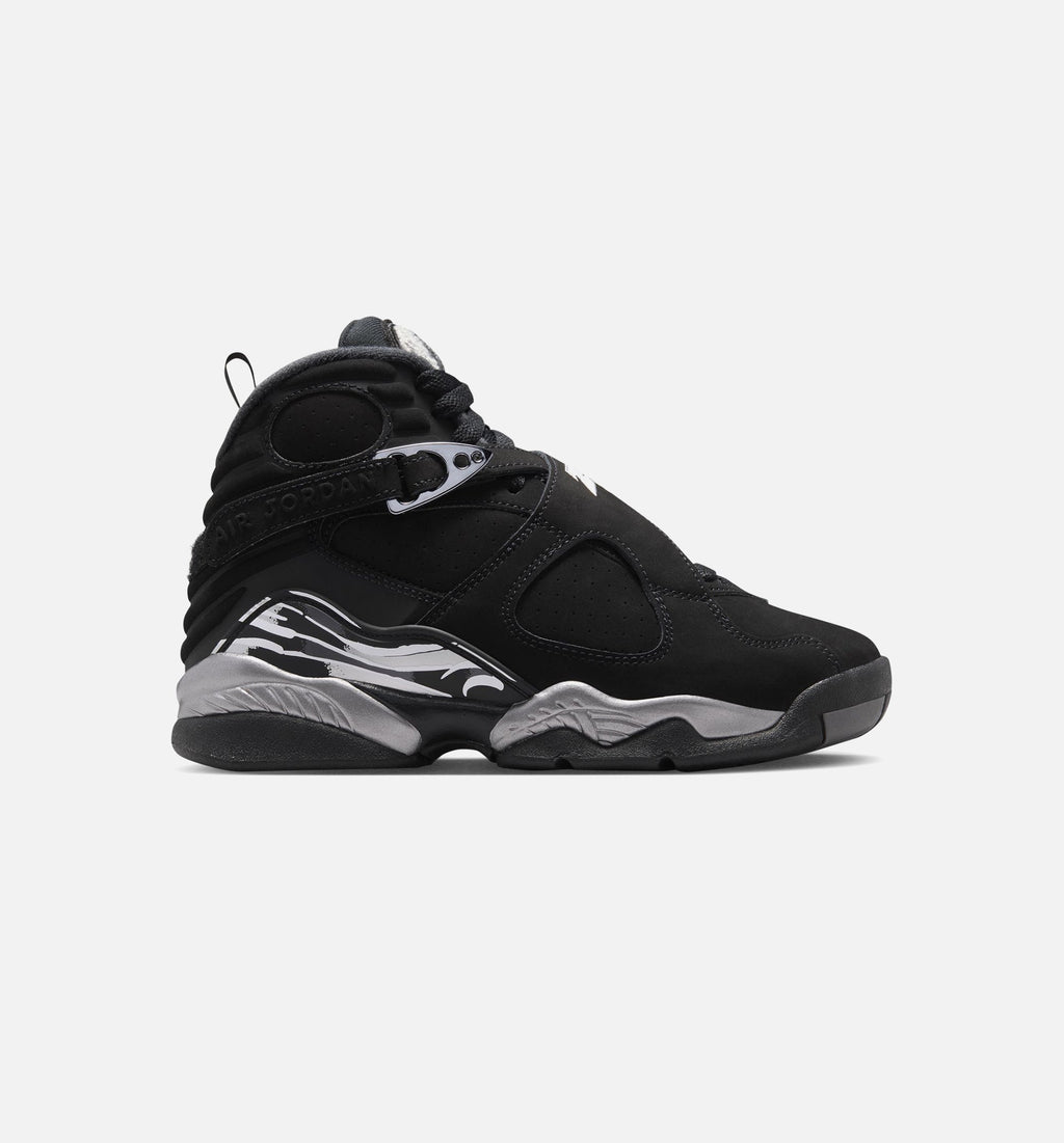 Air Jordan 8 Retro Chrome Black And Light Graphite Grade School Lifestyle Shoe - Black/White/Light Graphite