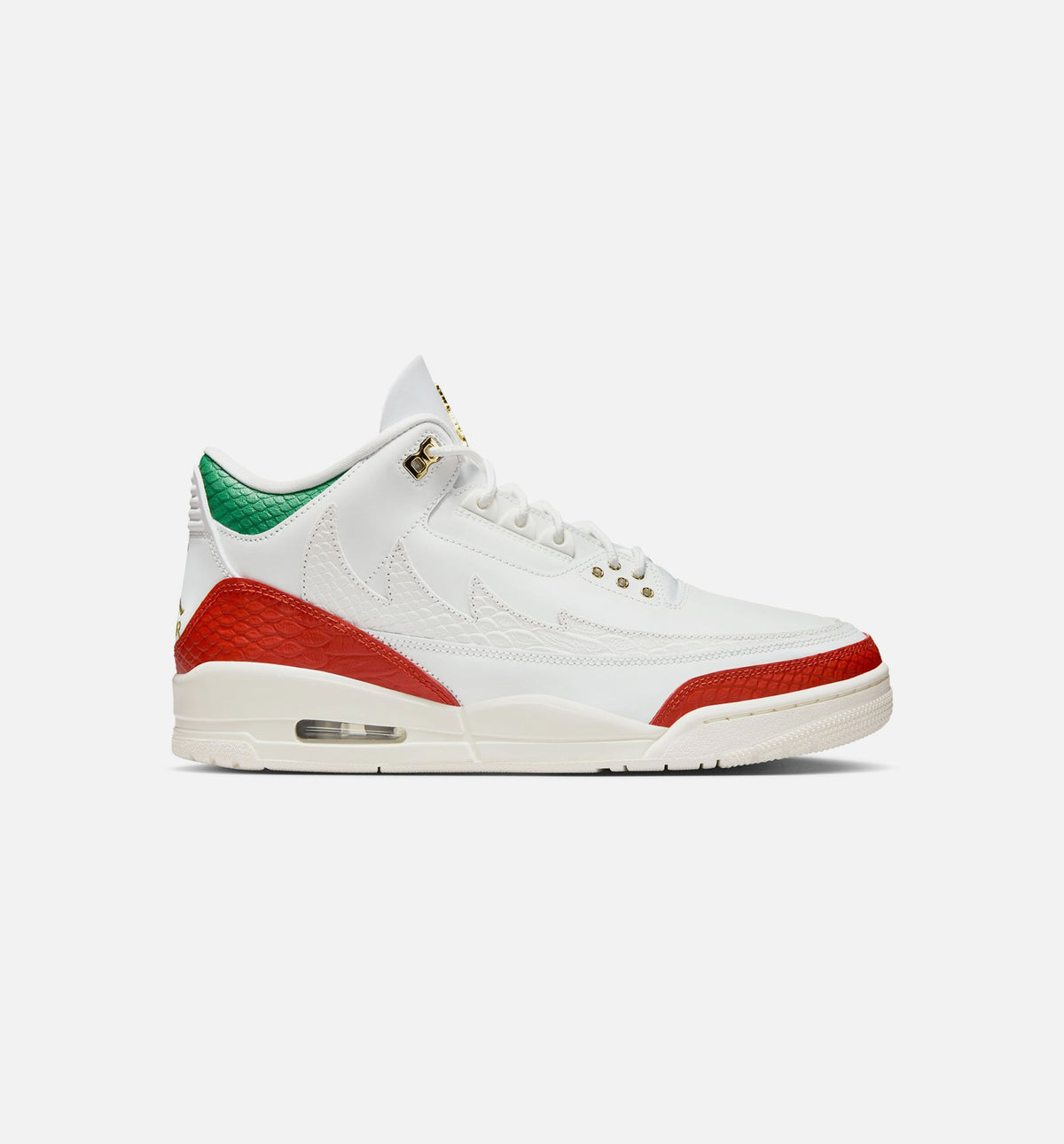 Air Jordan 3 Retro El Vuelo Men's Shoe - Summit White/Pine Green/Dragon Red/Metallic Gold