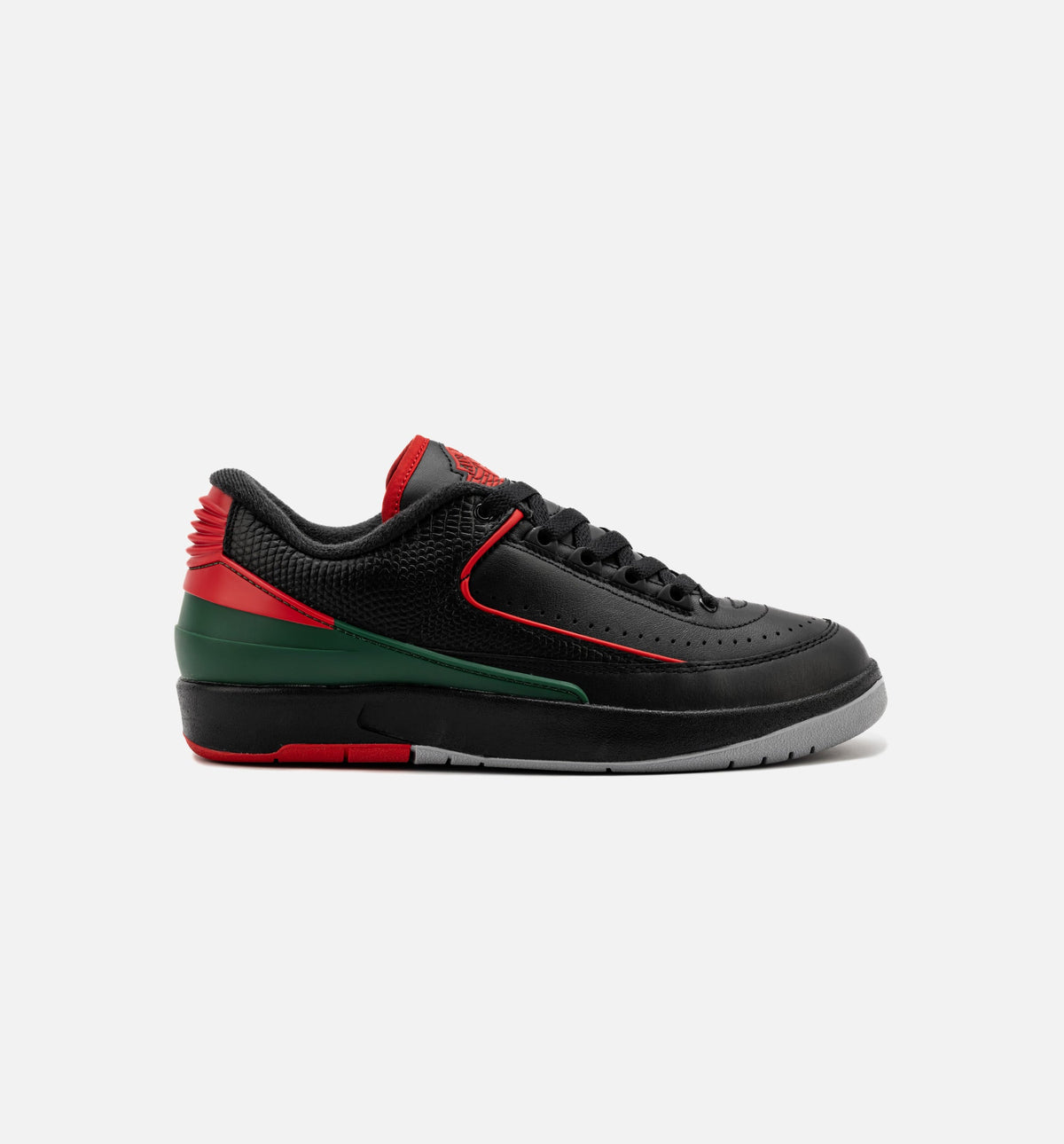 Air Jordan 2 Retro Low Christmas Grade School Shoe - Black/Fire Red/Cement Grey