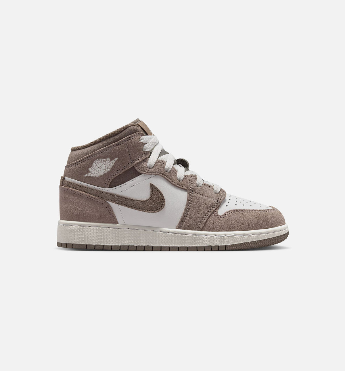 Air Jordan 1 Mid Grade School Shoe - Enigma Stone/Olive Grey/Summit White