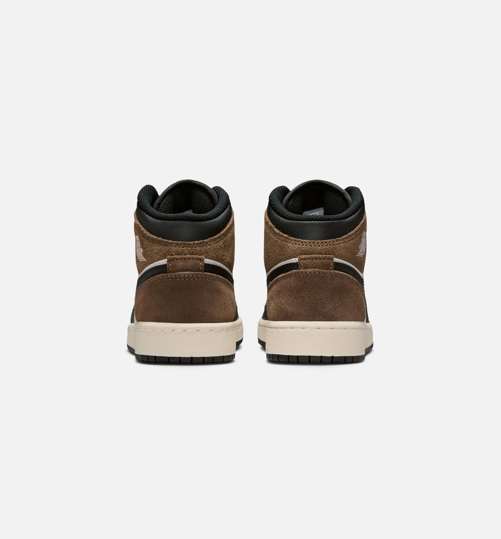 Air Jordan 1 Mid Grade School Shoe - Black/Phantom/Palomino/University Red