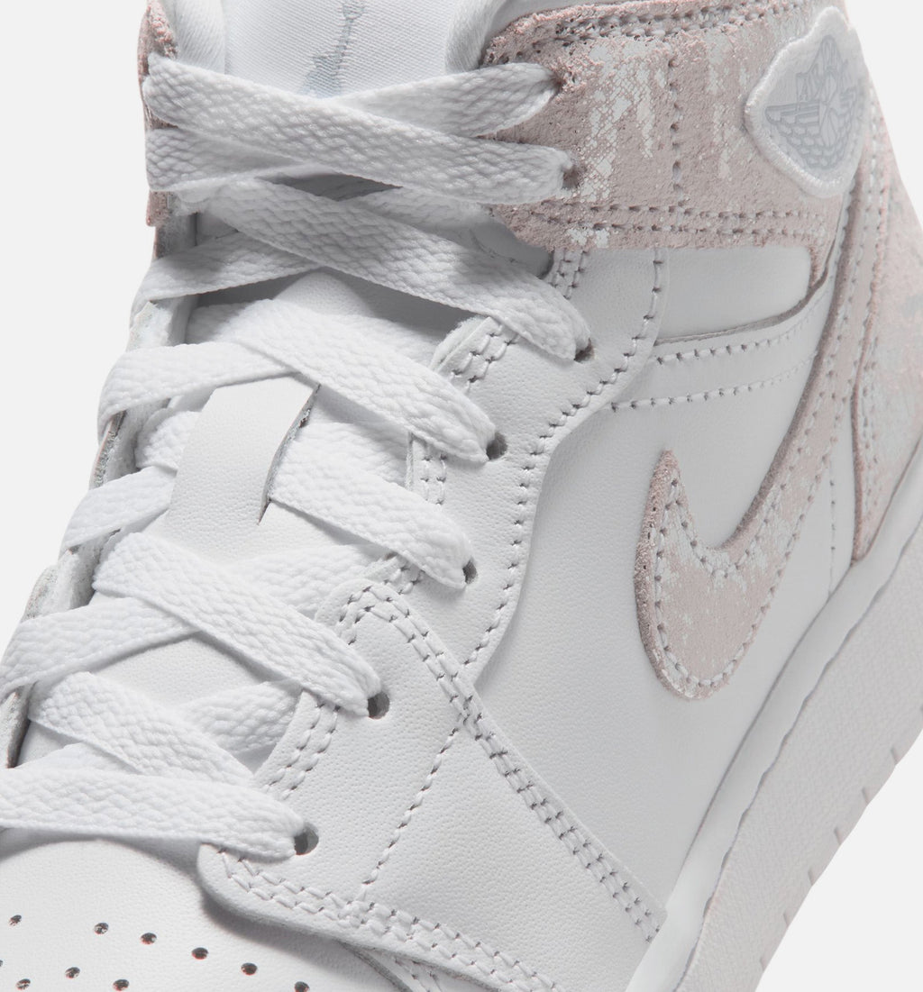 Air Jordan 1 Mid SE Grade School Shoe - White/Field Silver