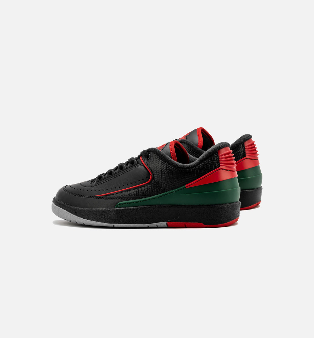Air Jordan 2 Retro Low Christmas Grade School Shoe - Black/Fire Red/Cement Grey