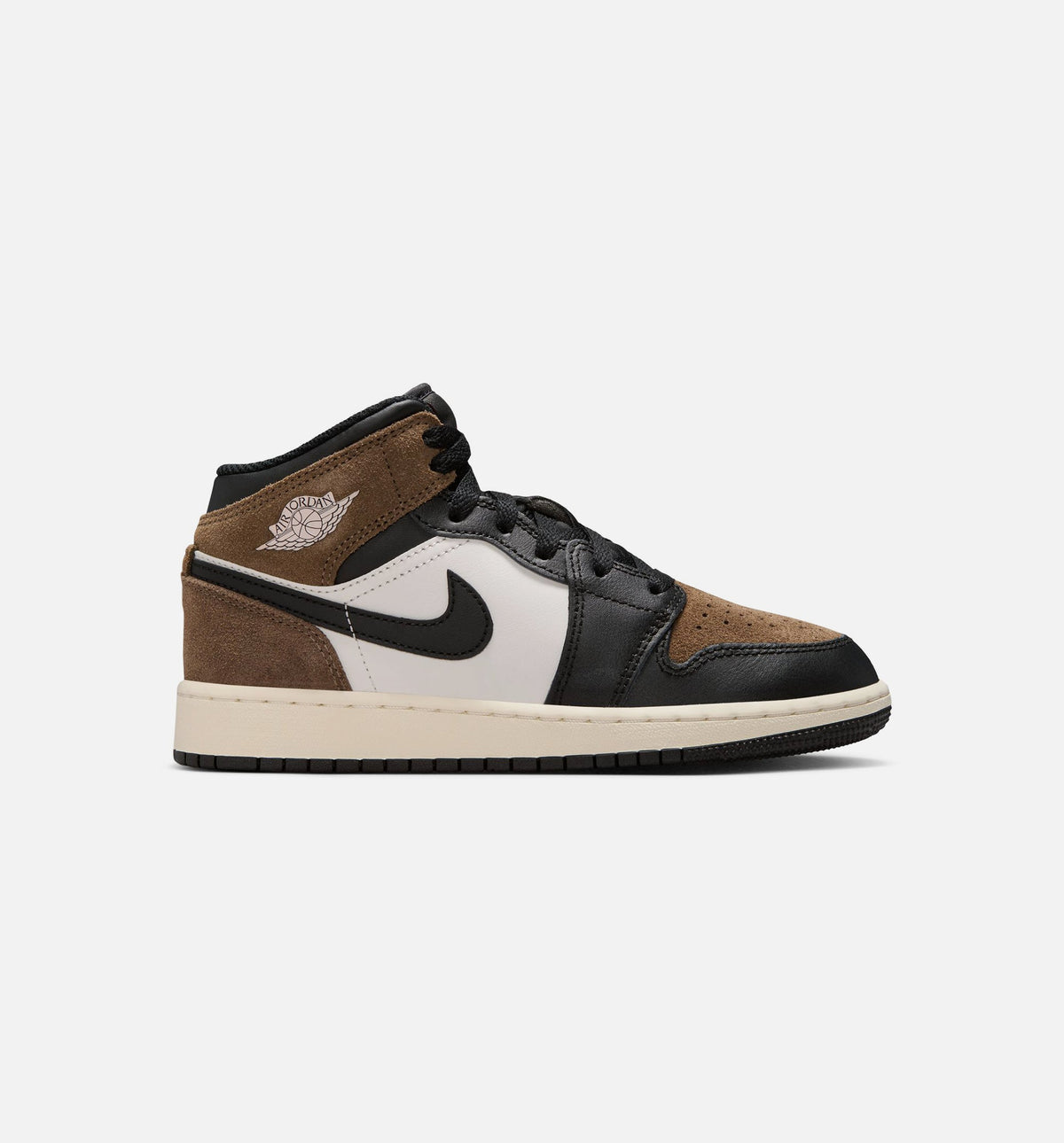 Air Jordan 1 Mid Grade School Shoe - Black/Phantom/Palomino/University Red