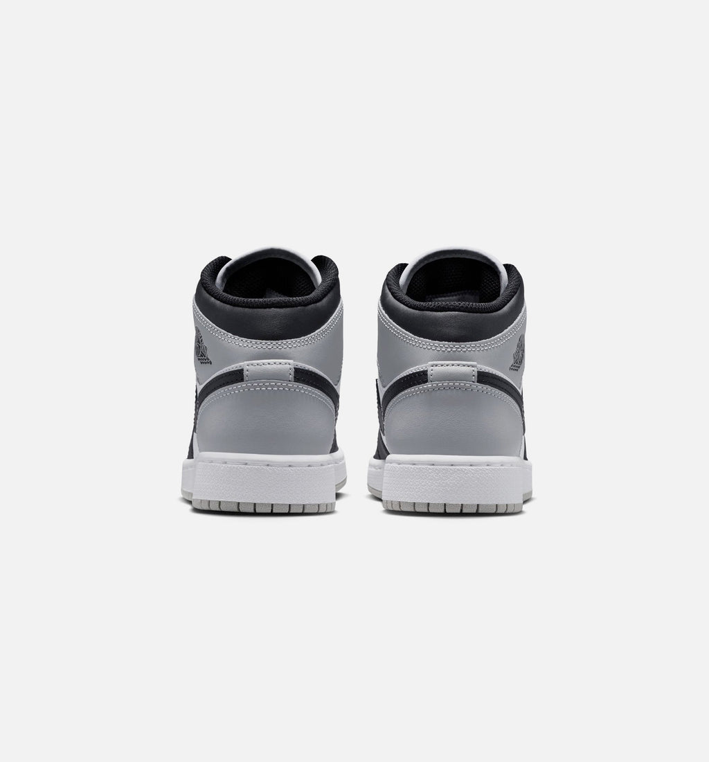 Air Jordan 1 Mid Grade School Shoe - White/Light Smoke Grey/Black