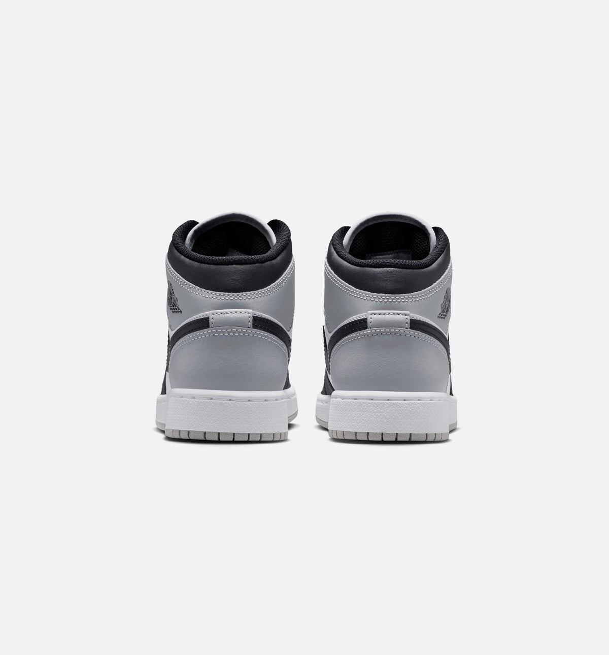 Air Jordan 1 Mid Grade School Shoe - White/Light Smoke Grey/Black