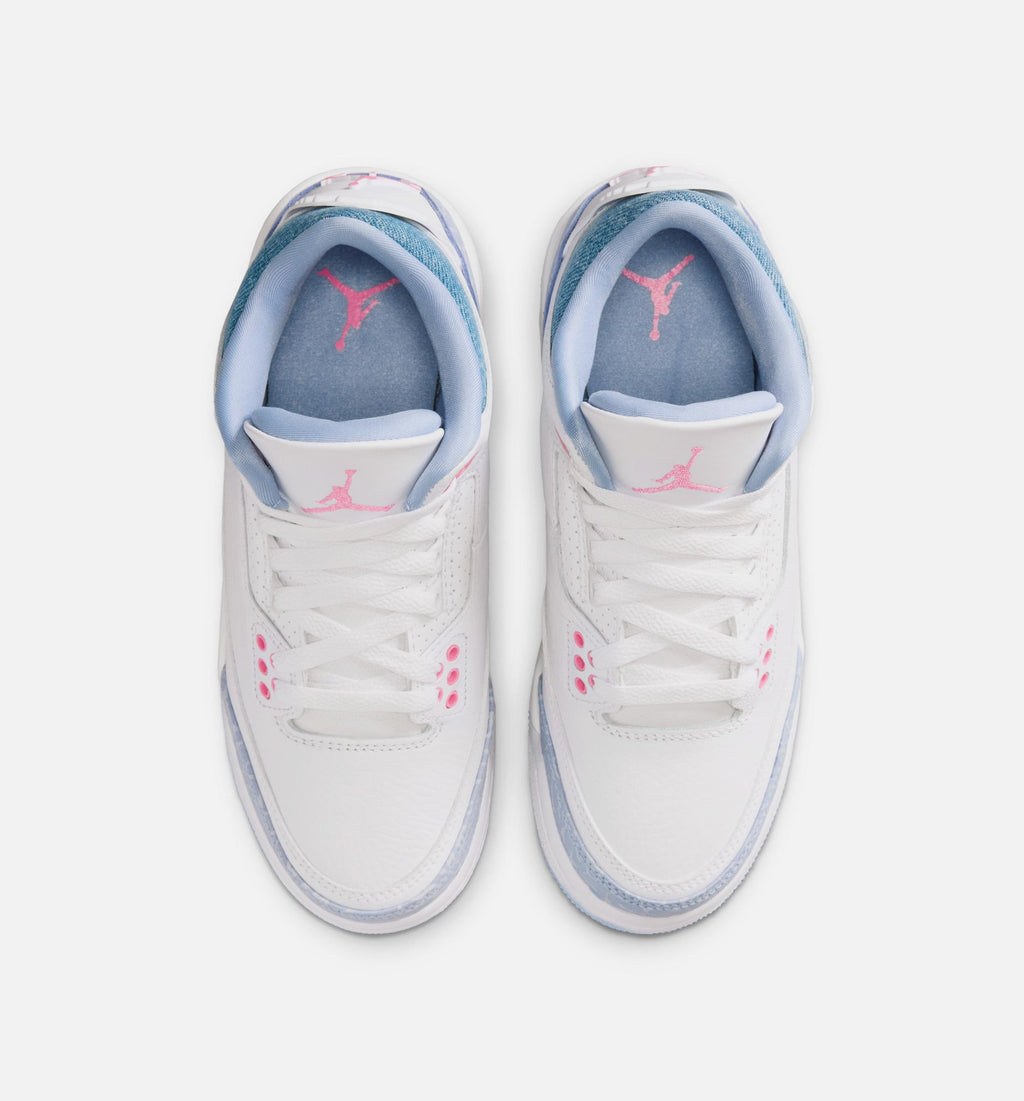 Air Jordan 3 Retro Cobalt Bliss Grade School Shoe - White/Cobalt Bliss/Football Grey/Pink Glow