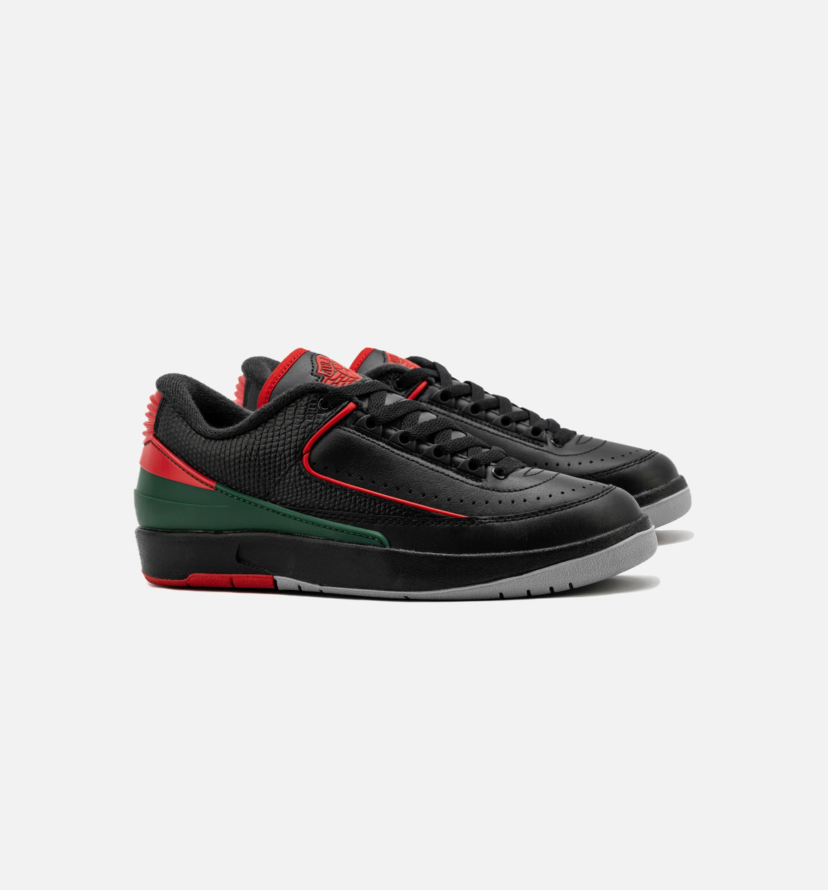 Air Jordan 2 Retro Low Christmas Grade School Shoe - Black/Fire Red/Cement Grey