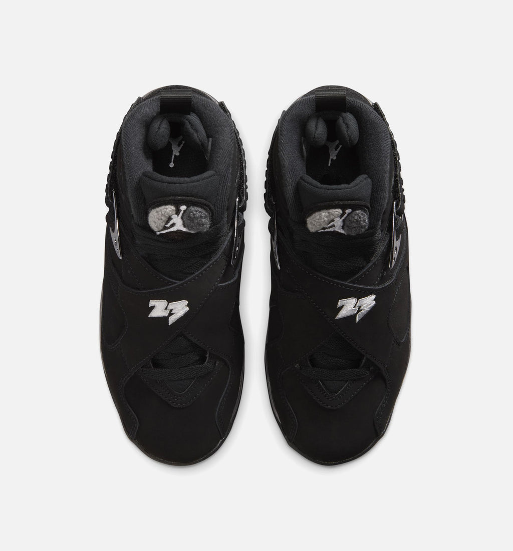 Air Jordan 8 Retro Chrome Black And Light Graphite Grade School Lifestyle Shoe - Black/White/Light Graphite
